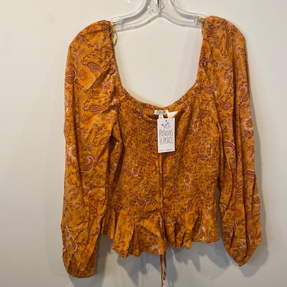 Patrons of Peace Tops - PATRONS OF PEACE Women’s Floral Orange Top Size  L